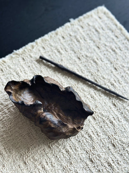 Handmade Golden Phoebe Wood Lotus Tea Scoop