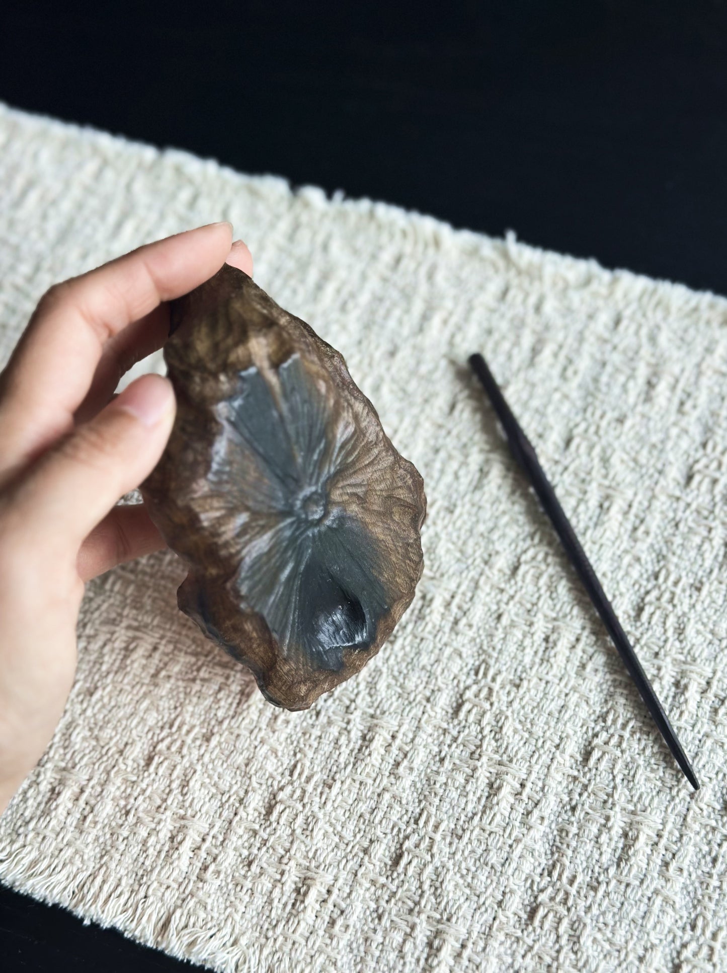 Handmade Golden Phoebe Wood Lotus Tea Scoop