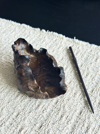 Handmade Golden Phoebe Wood Lotus Tea Scoop