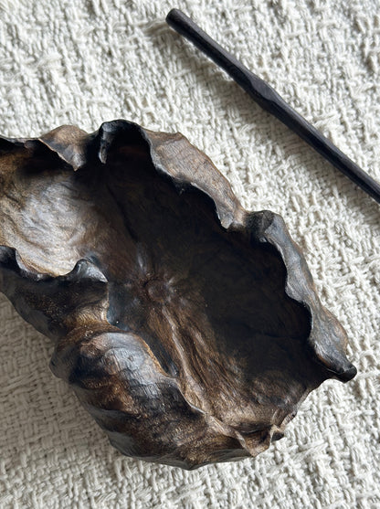 Handmade Golden Phoebe Wood Lotus Tea Scoop