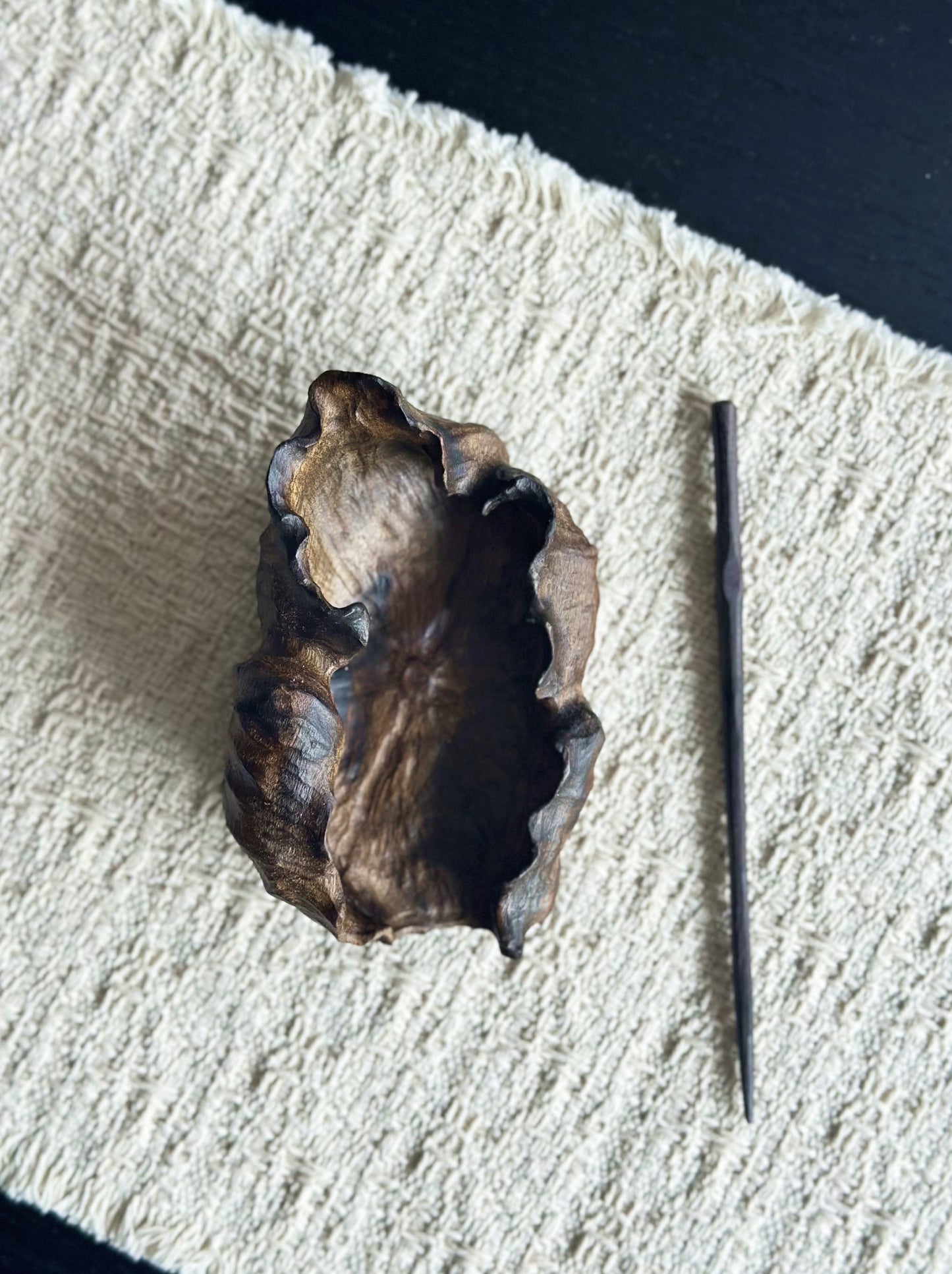 Handmade Golden Phoebe Wood Lotus Tea Scoop