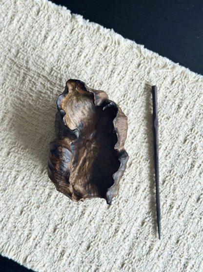 Handmade Golden Phoebe Wood Lotus Tea Scoop