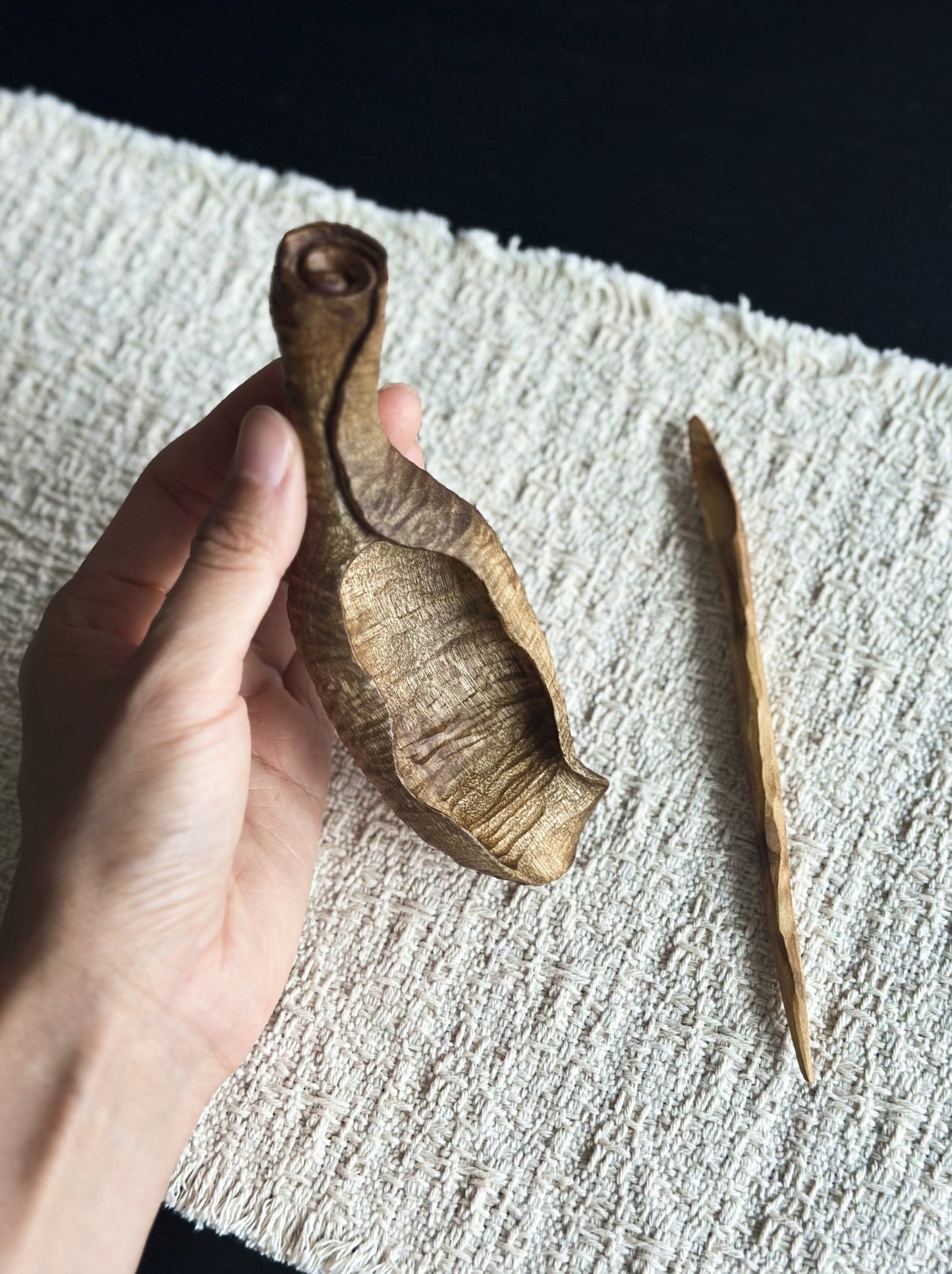 Handmade Phoebe Wood Leaf Tea Scoop