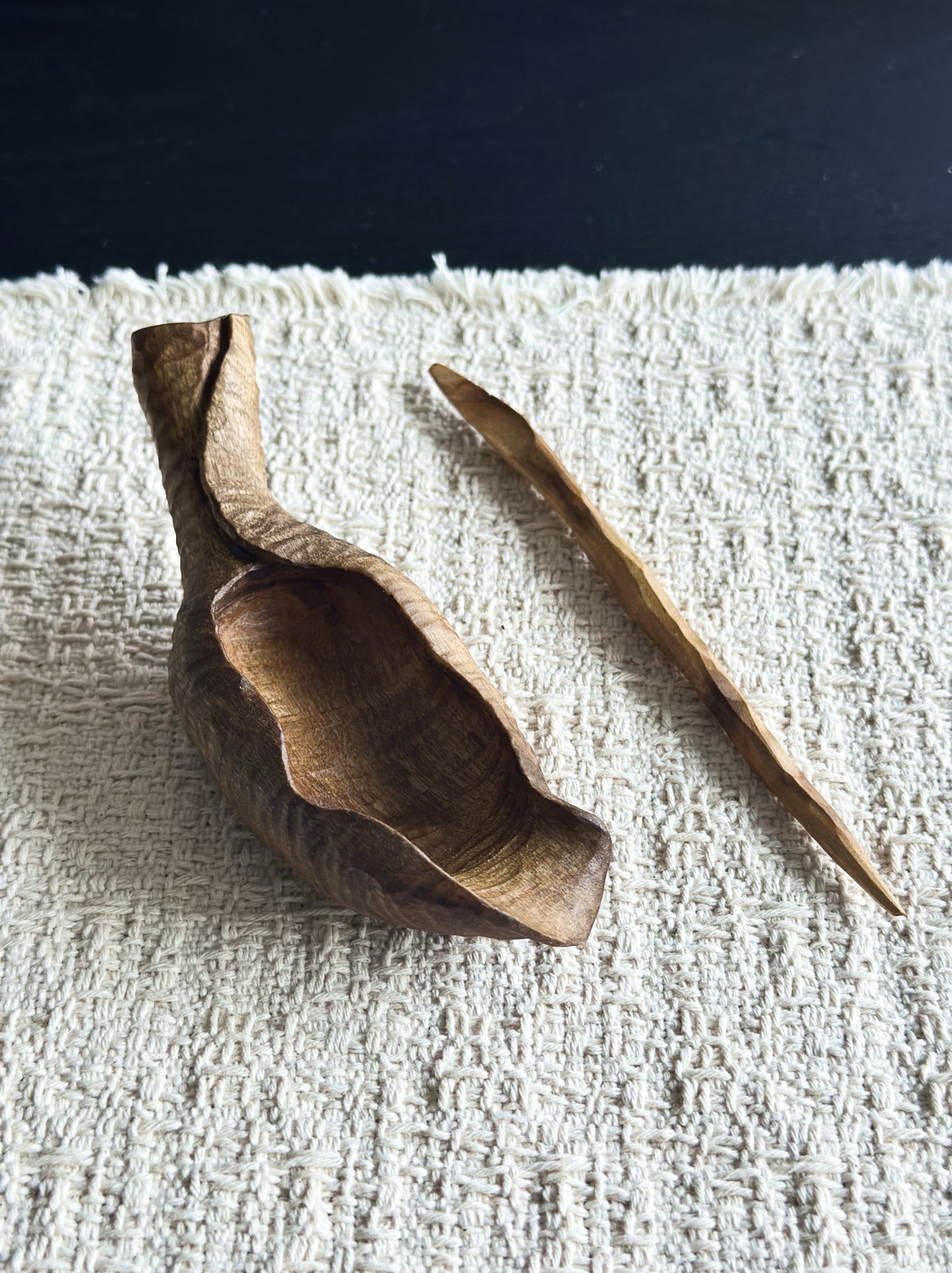 Handmade Phoebe Wood Leaf Tea Scoop