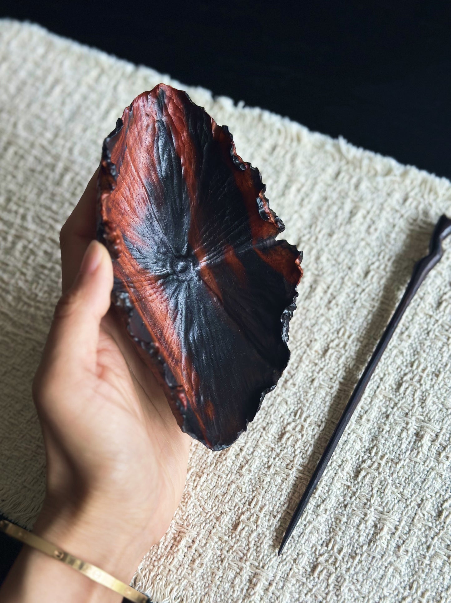 Handmade Red Rosewood Lotus Tea Scoop